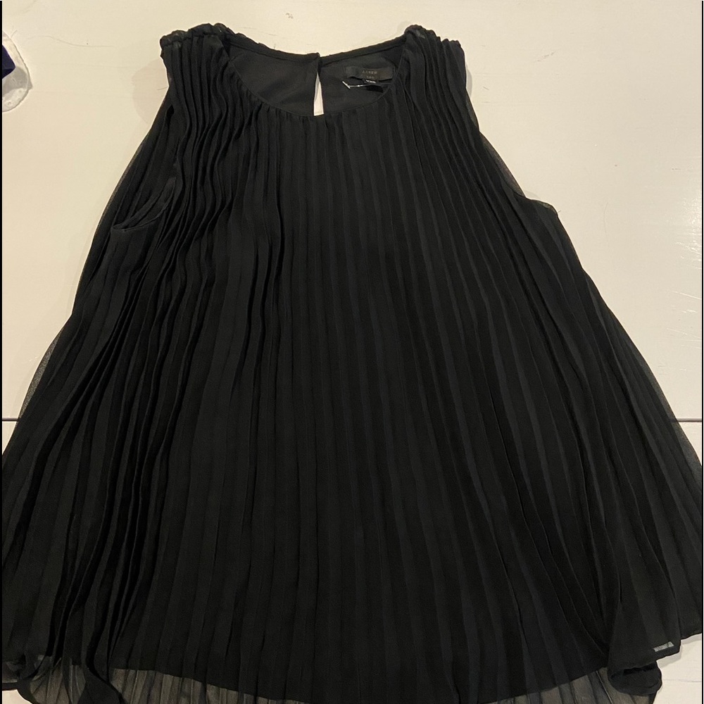 J crew pleated georgette style black blouse.
